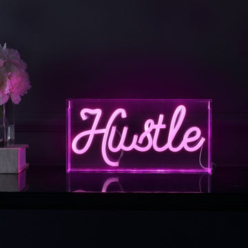 Hustle Contemporary Glam Acrylic Box USB Operated LED Neon Light - JONATHAN Y
